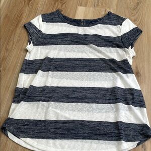 Nautica Blue and White Striped Short Sleeve Tee